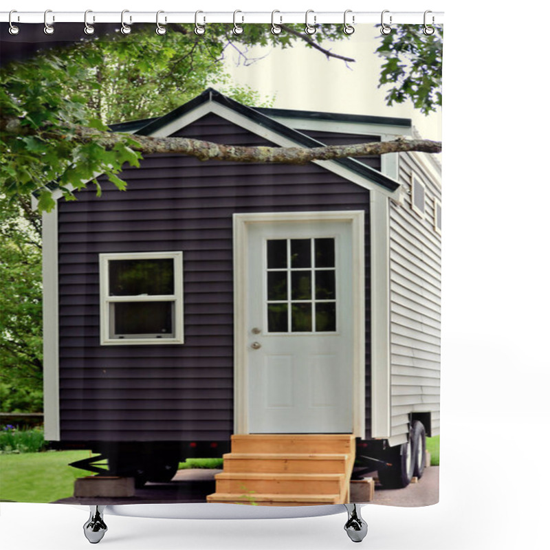 Personality  Portrait View Of The Front Of A Tiny House With A Dormer Shower Curtains