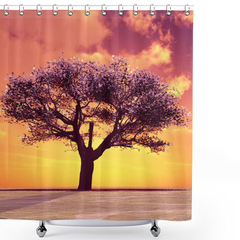 Personality  Blossoming Tree In The Sunset Shower Curtains