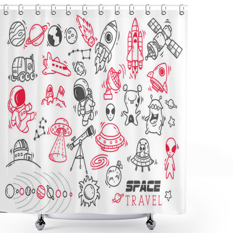 Personality  Space Themed Doodle Shower Curtains