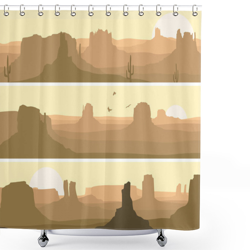 Personality  Abstract Horizontal Banner Of Prairie Wild West. Shower Curtains