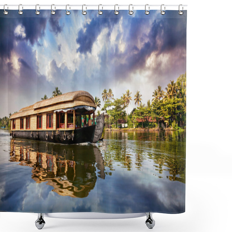 Personality  House Boat In Backwaters Shower Curtains