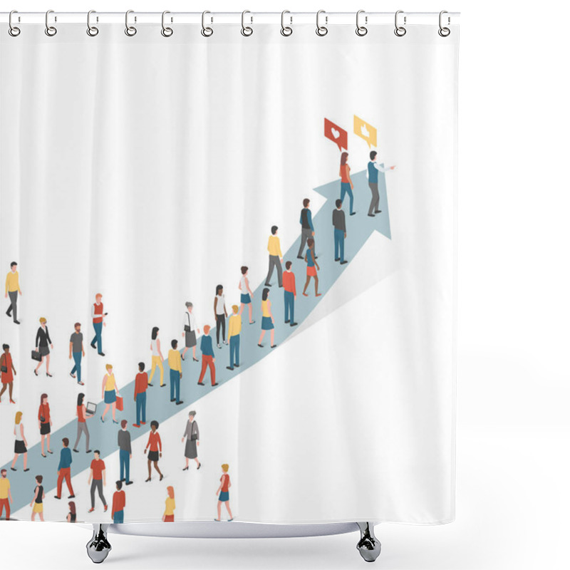 Personality  People Following An Arrow Shower Curtains