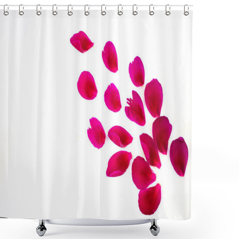 Personality  Pink Peony Petals Isolated On White Background. Copy Space. There Is A Place For Text. Background, Greeting Card, Banner Shower Curtains