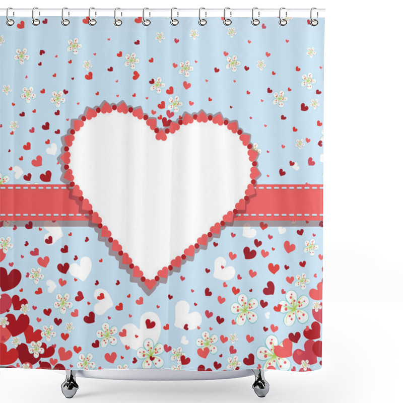 Personality  Retro Wedding Design Template With Hearts And Spring Flowers Shower Curtains