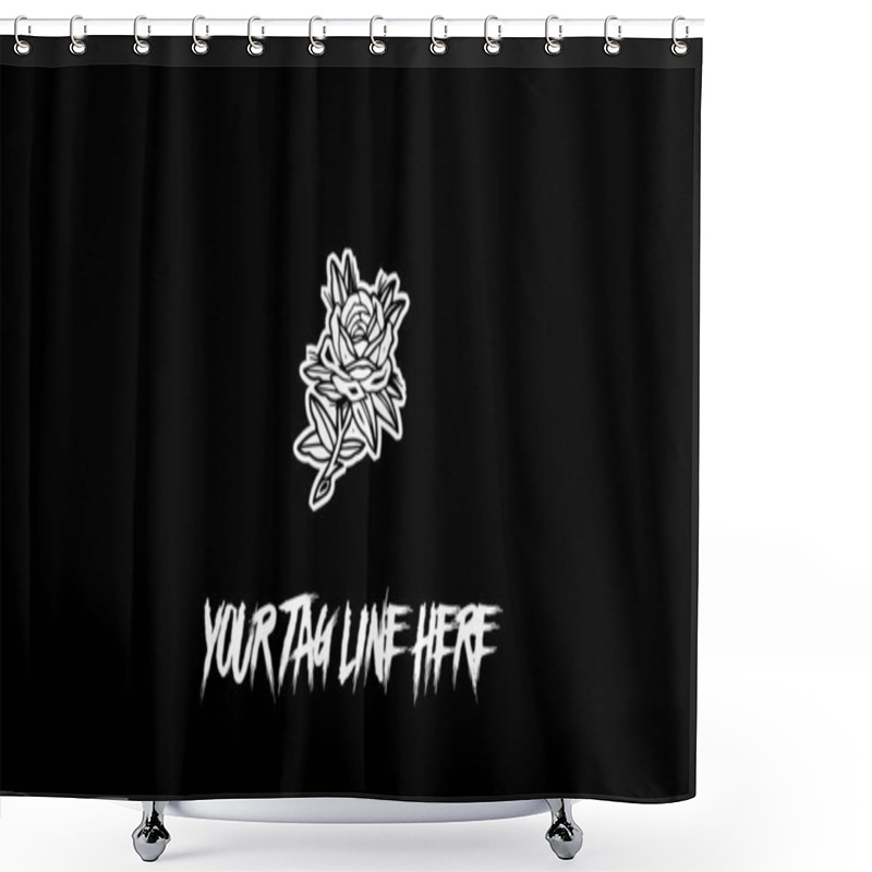 Personality  An Editable Vector Logo Of A Rose On A Black Background Shower Curtains