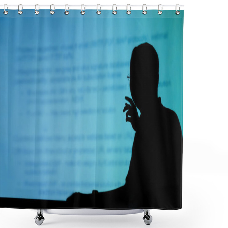 Personality  Silhouette Of A Man Doing Presentation Shower Curtains