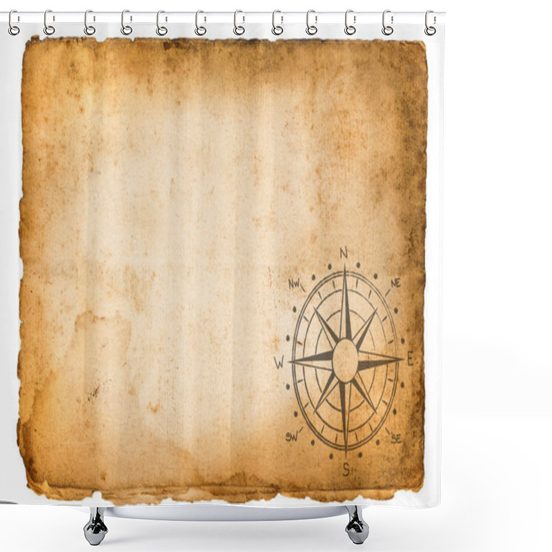 Personality  Parchment With Compass Rose Shower Curtains