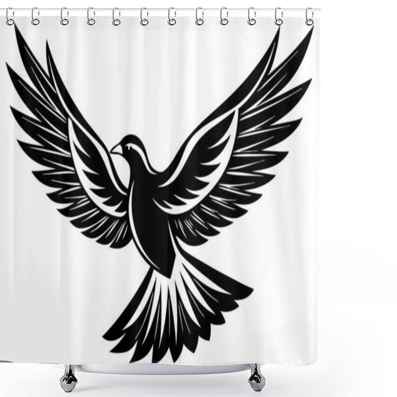 Personality  Stylized Flying Bird Illustration Highlighting Freedom And Grace Shower Curtains