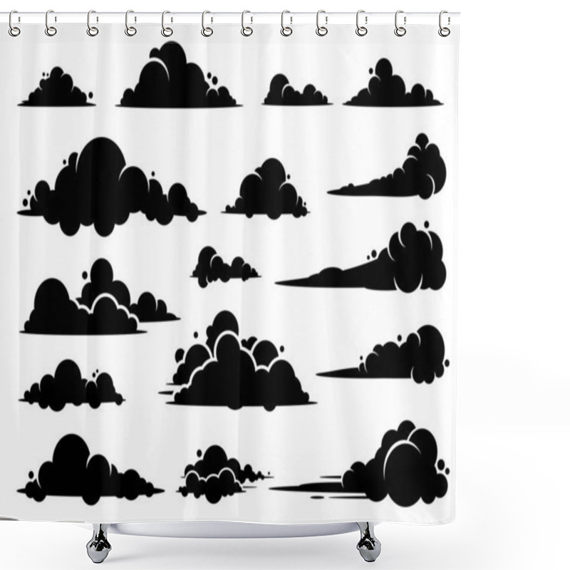 Personality  Cloud Vector Graphic Design. A Set Of Clouds Illustration In The Sky In Black Silhouette. Shower Curtains