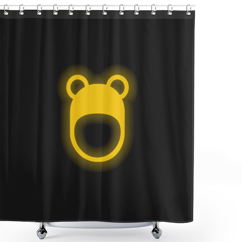 Personality  Bear Hat Yellow Glowing Neon Icon Shower Curtains