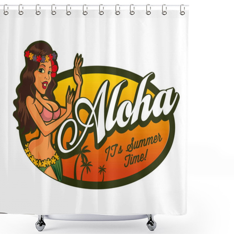 Personality  Summer Hot Sexy Girl Dancing In A Tropical Beach, Vector Illustration Shower Curtains