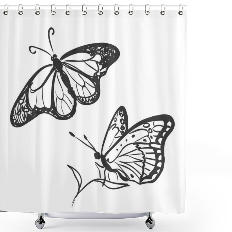 Personality  Doodle Butterfly Shower Curtains