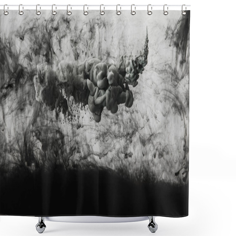 Personality  Full Frame Image Of Mixing Of Light Gray And Black Paints Splashes  In Water Shower Curtains