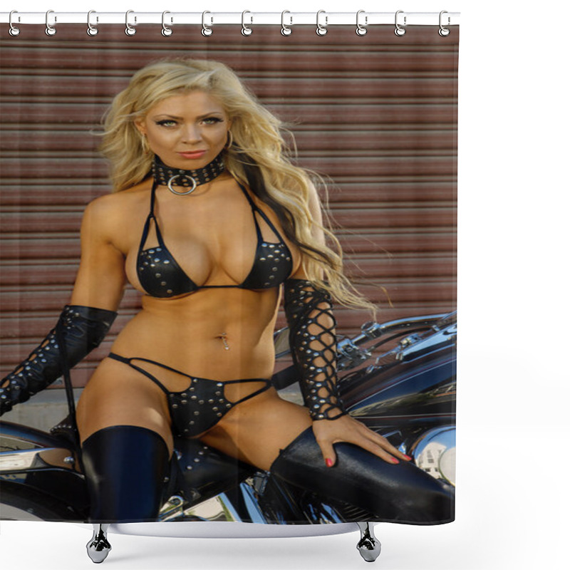 Personality  Sexy Biker Girl  Shower Curtains