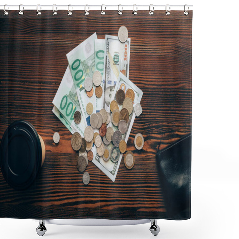 Personality  Coins, Dollar And Euro Banknotes Shower Curtains