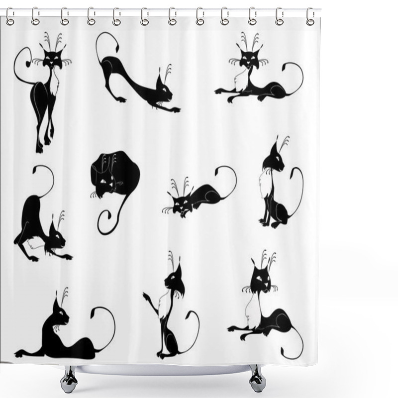 Personality  Black Cats Shower Curtains