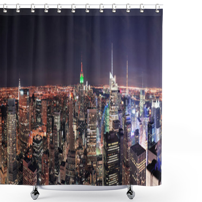 Personality  New York City Manhattan Skyline At Night Shower Curtains