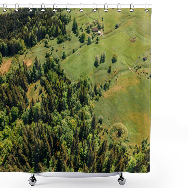 Personality  Aerial View Of Forest And Fields In Arezzo Province, Italy Shower Curtains