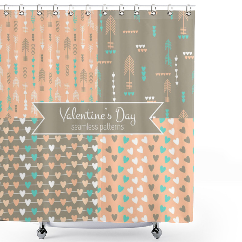 Personality  Valentines Day Seamless Patterns Shower Curtains