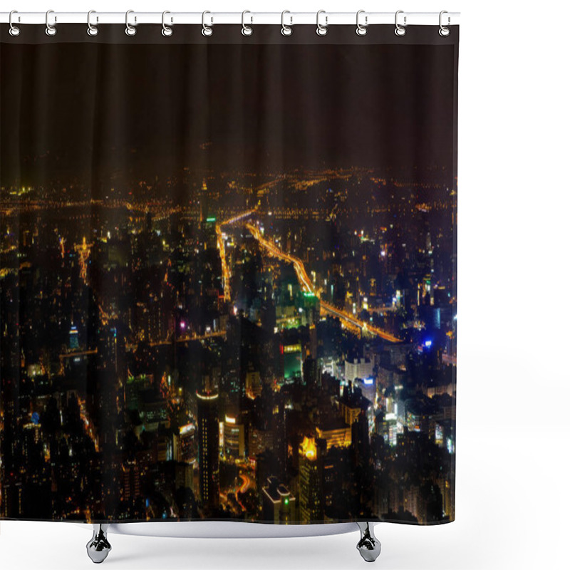 Personality  A View Of Taipei City At Night From 101 Tower. High Quality Photo Shower Curtains