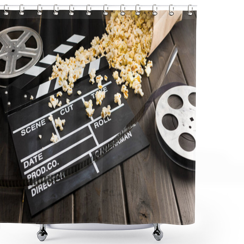 Personality  Popcorn And Movie Clapper Board Shower Curtains