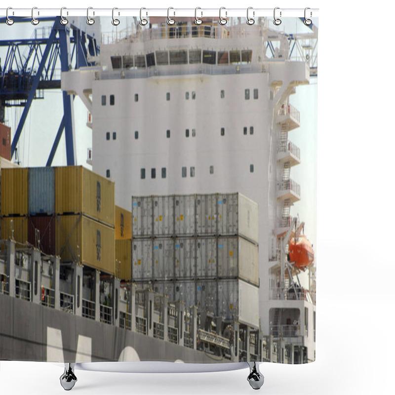 Personality  Ship Container For Transportation Of Cargo Used In Logistics And Onward Transport Shower Curtains