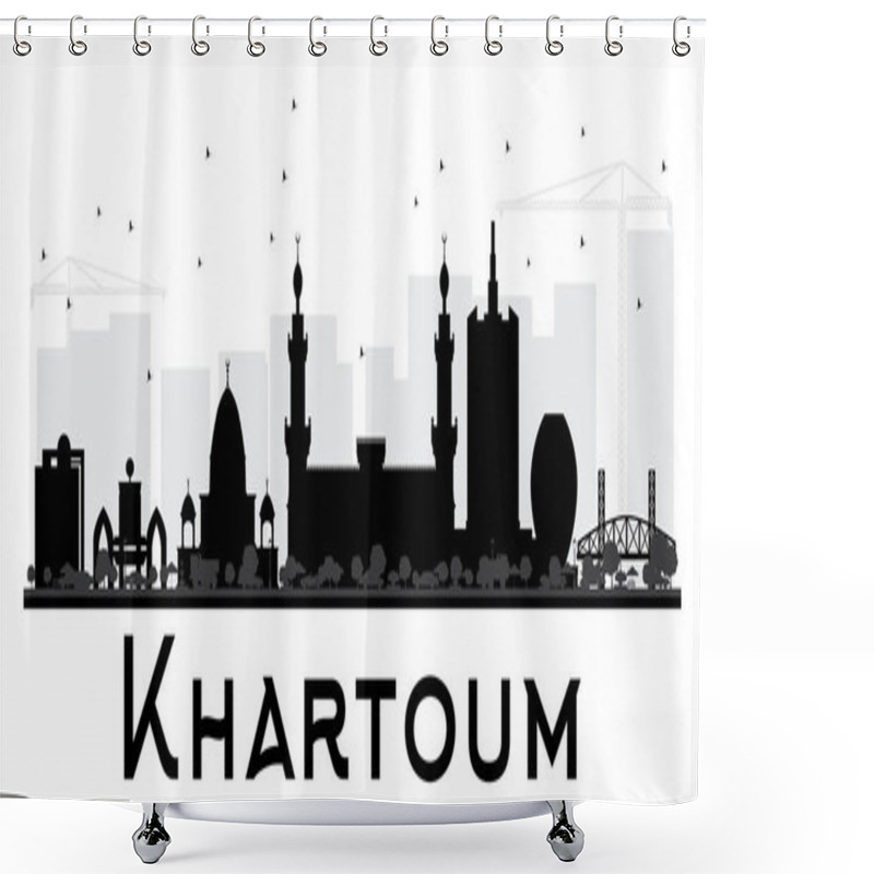 Personality  Khartoum City Skyline Black And White Silhouette. Shower Curtains