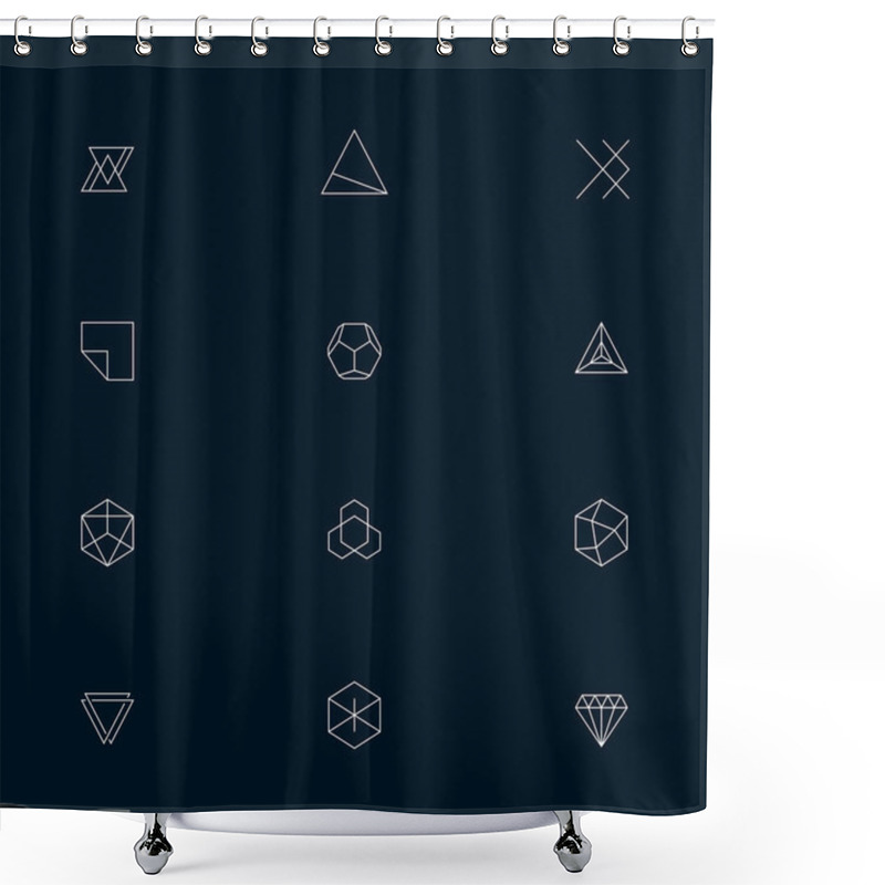 Personality  Illustration Abstract Regular Geometric Shapes Elements 12 Set Shower Curtains