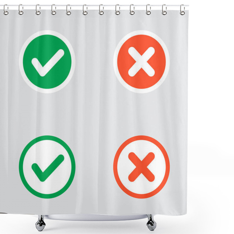 Personality  Ifferent Variations Of Ticks And Crosses Shower Curtains