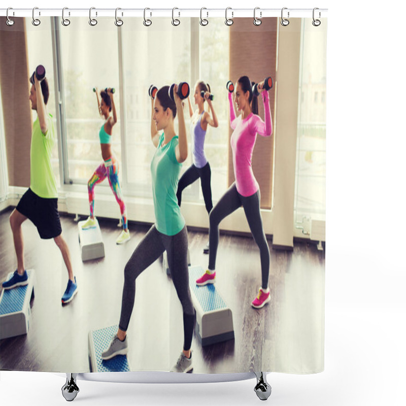 Personality  Group Of People With Dumbbells And Steppers Shower Curtains