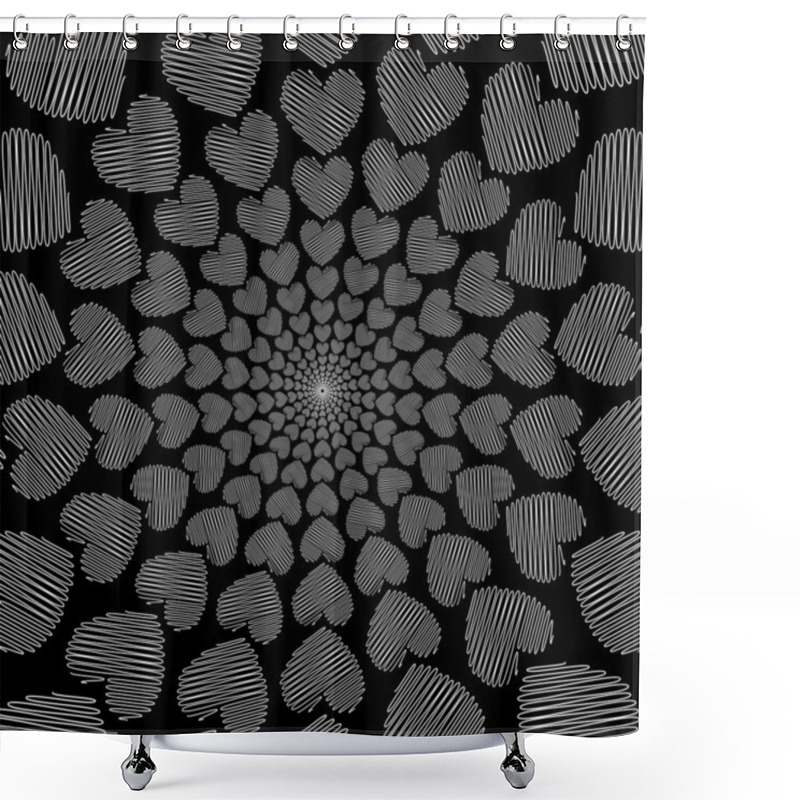 Personality  Design Doodle Monochrome Heart Helix Motion Background Shower Curtains