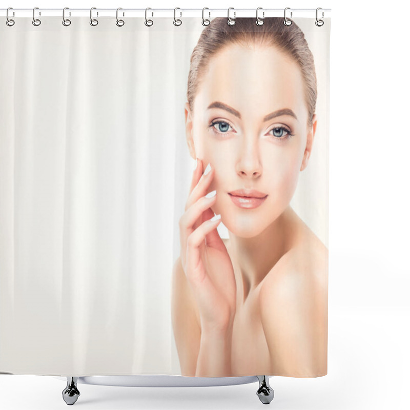 Personality  Young Woman With Clean, Fresh Skin Shower Curtains