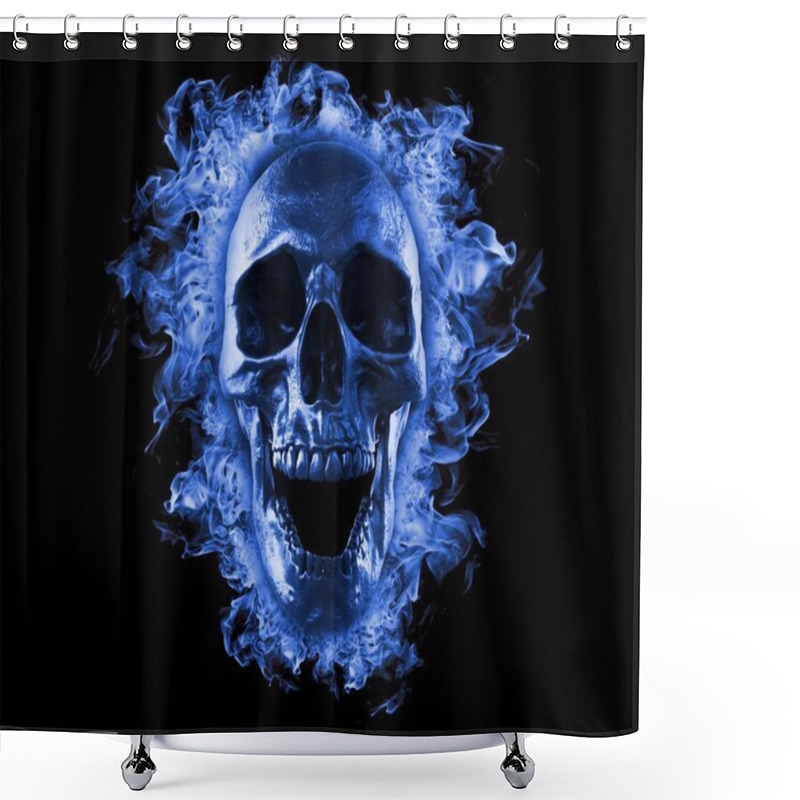 Personality  Skull Burned In Fire Isolated Wallpaper 3d Rendering Illustration Shower Curtains