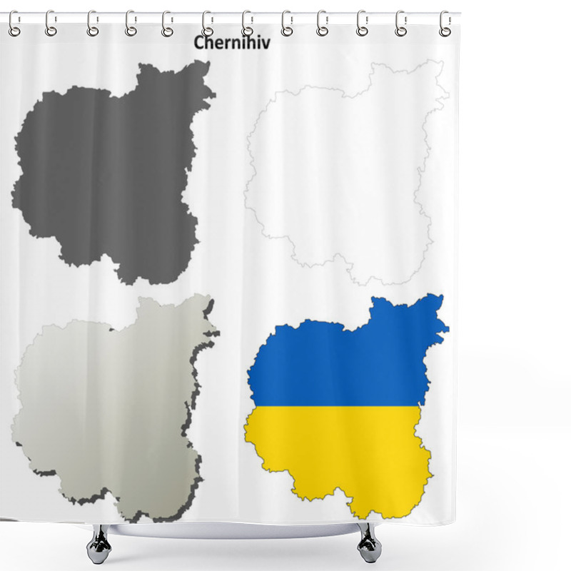 Personality  Chernihiv Blank Outline Map Set Shower Curtains