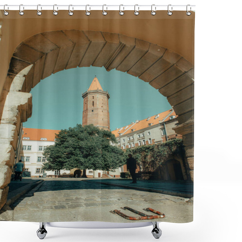 Personality  Beautiful View Of The Ancient Castle With A Tower And The Courtyard Shower Curtains