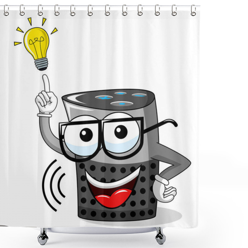 Personality  Smart Speaker Cartoon Funny Idea Innovation Lightbulb Isolated On White Shower Curtains