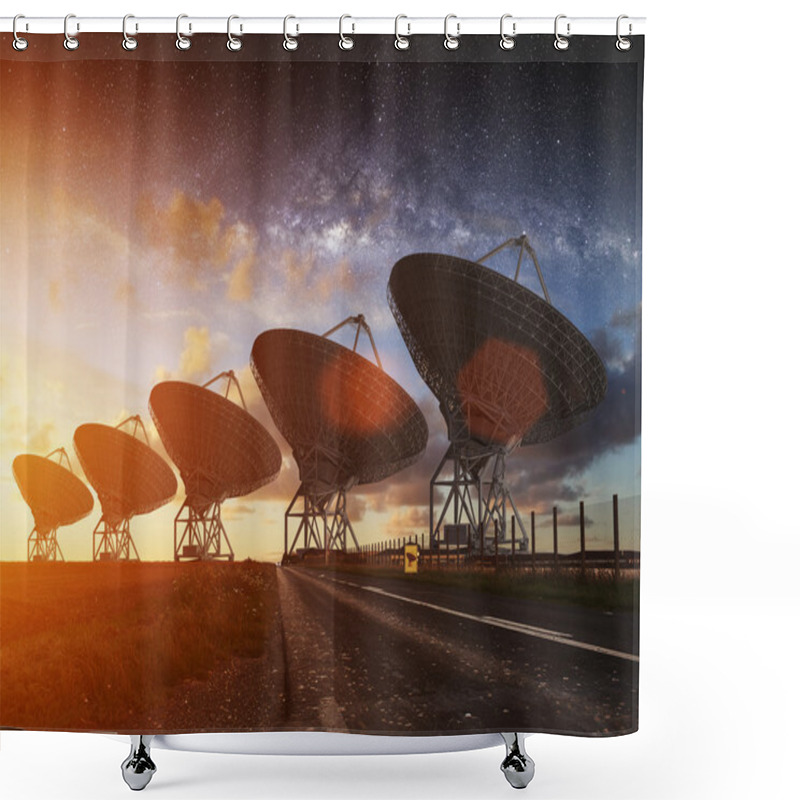 Personality  Radio Telescope View At Night Shower Curtains