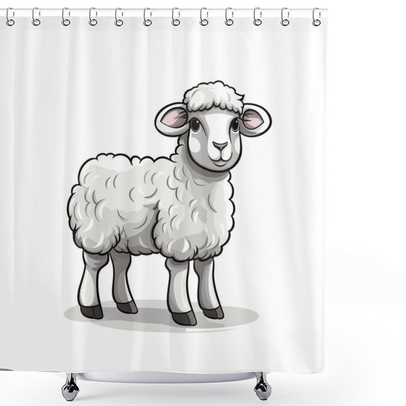 Personality  Sheep. Sheep Hand-drawn Illustration. Vector Doodle Style Cartoon Illustration Shower Curtains