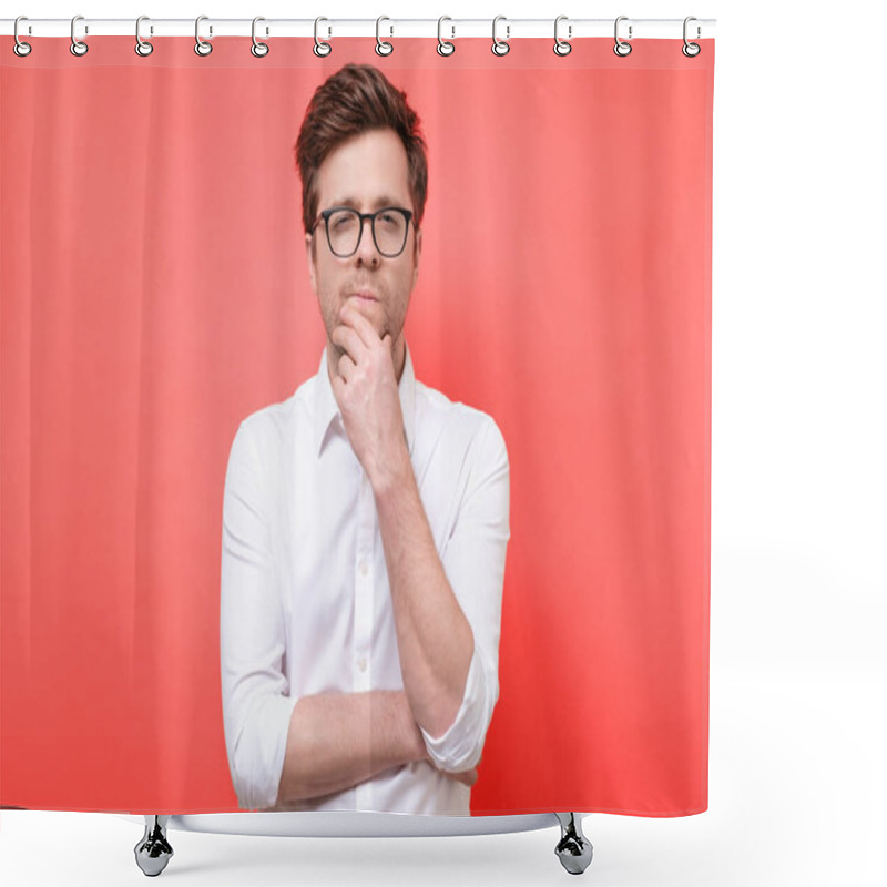 Personality  Young Caucasian Man Making A Hard Decision Shower Curtains