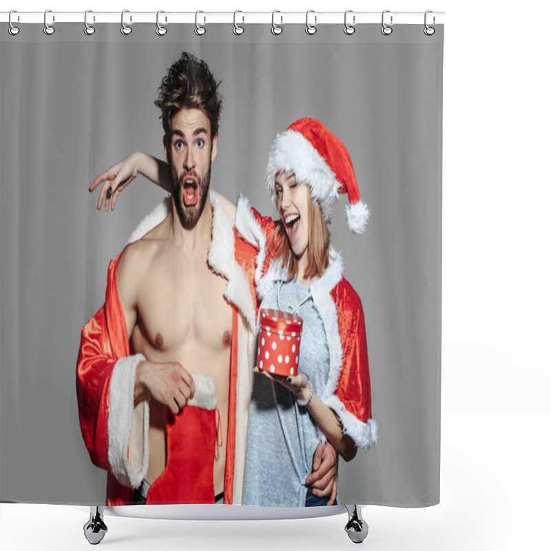 Personality  Happy Christmas Couple Of Santa Shower Curtains