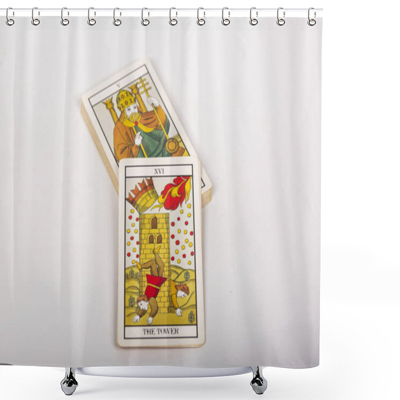 Personality  A Deck Of Tarot Cards On A Table Shower Curtains