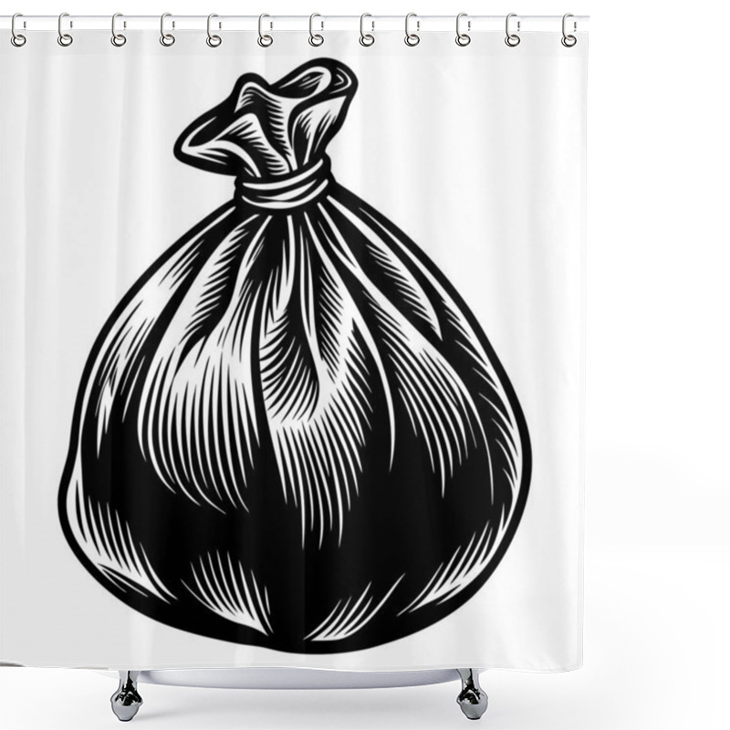 Personality  Clean And Simple Garbage Bag Sketch With Knot Handle Shower Curtains