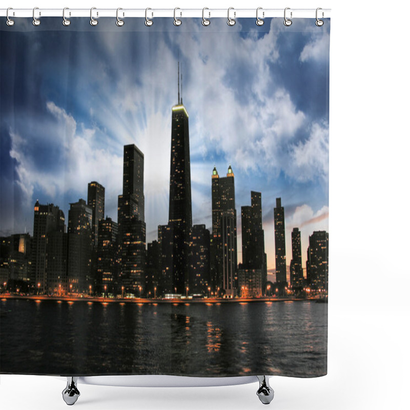 Personality  Wonderful Chicago Skyline At Sunset Shower Curtains