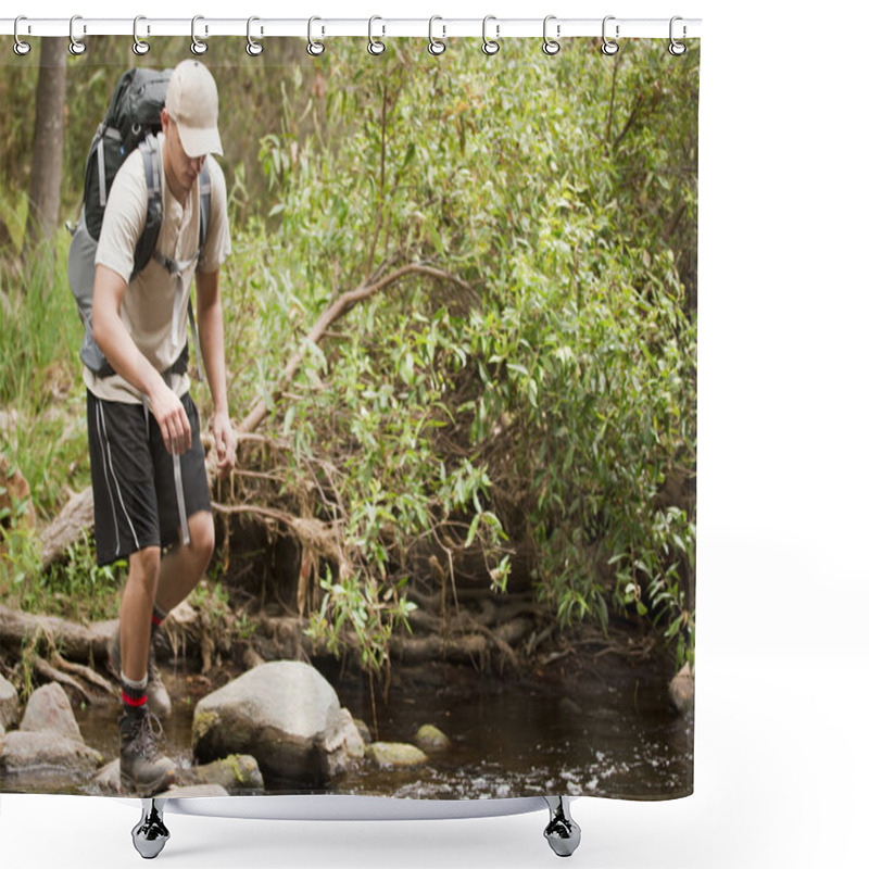 Personality  Crossing A Stream Shower Curtains