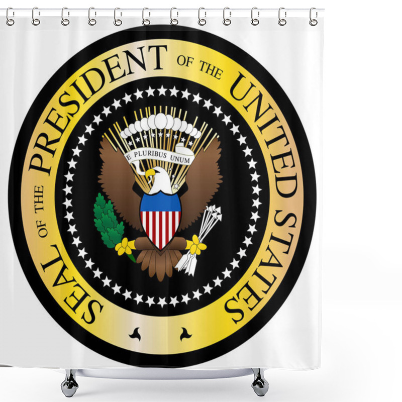 Personality  Presidential Seal Black And Gold  Shower Curtains