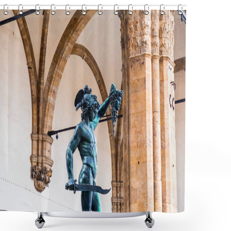 Personality  Sculptures At The Loggia Dei Lanzi, A Building On A Corner Of The Piazza Della Signoria In Florence, Italy, Adjoining The Uffizi Gallery. Shower Curtains