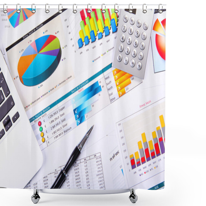 Personality  Financial Papers On The Table Shower Curtains