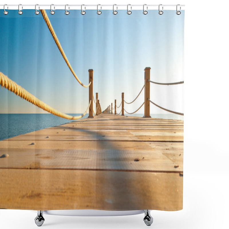 Personality  Tropical Wooden Pier Shower Curtains