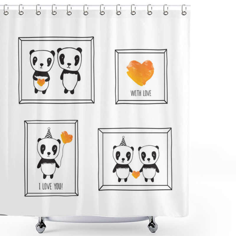 Personality  Set Of Greeting Cards Shower Curtains