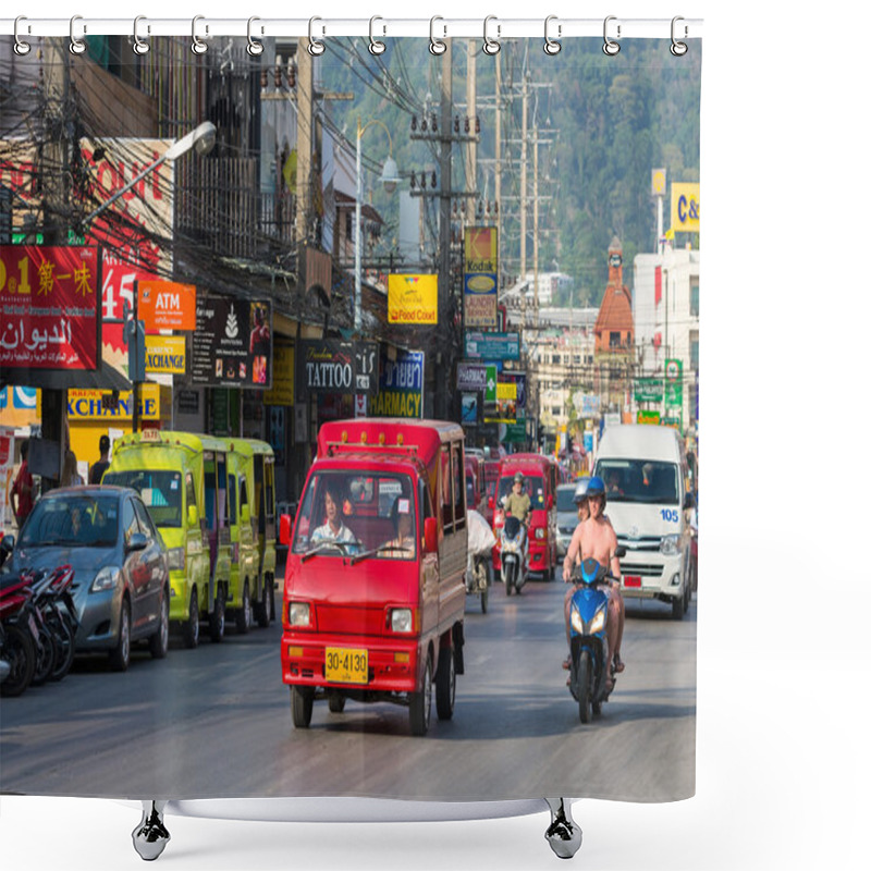 Personality  Tuk-tuk Moto Taxi On Street Shower Curtains